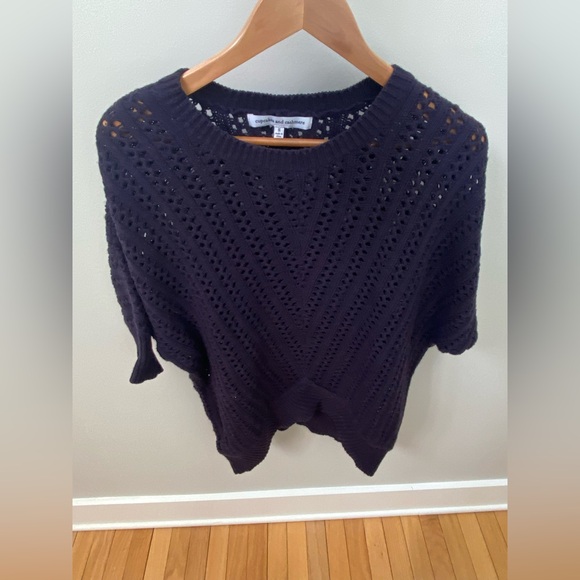 Navy soft asymmetrical open knit sweater by Cupcakes and Cashmere - Picture 9 of 14